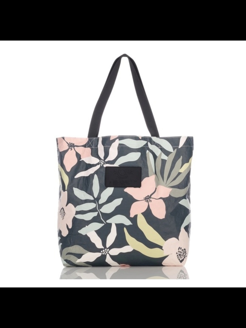 Aloha Collection Floral Print Tote Bag with Black Handles - Women's Floral Tote
